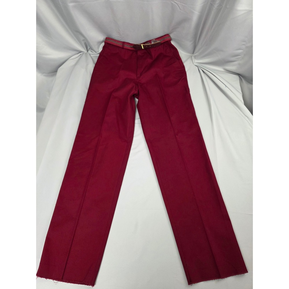 Vintage Feelin Jazzie Happy Legs Burgundy Cotton Trousers Unhemmed Red Pants 16